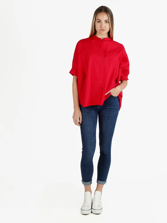 Wendy Trendy Camisa oversize de mujer con cuello mao