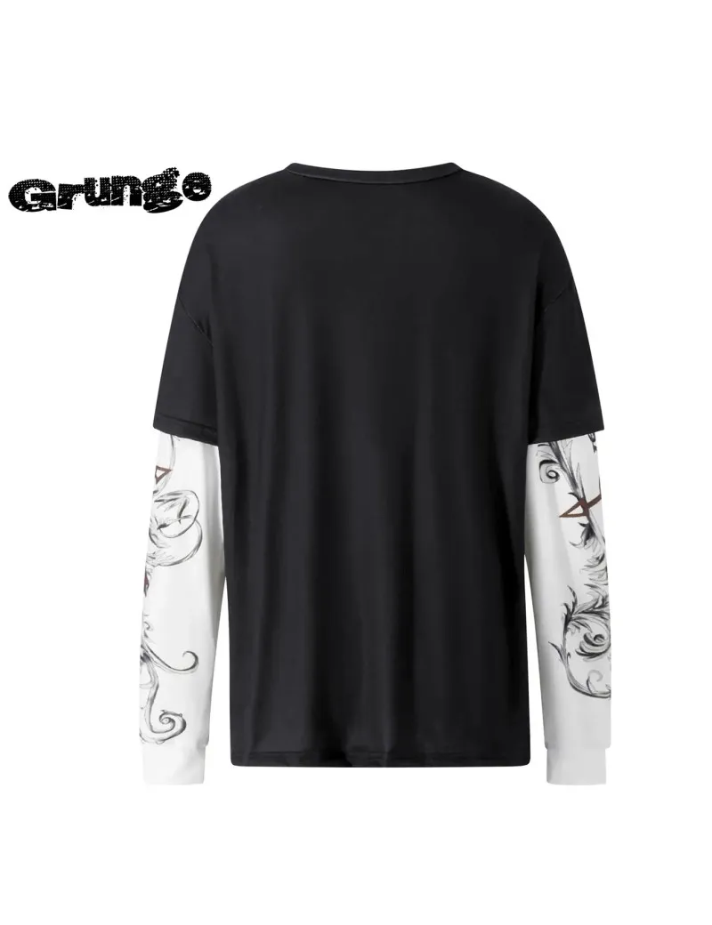 Women's retro grunge style t-shirt with printed pattern