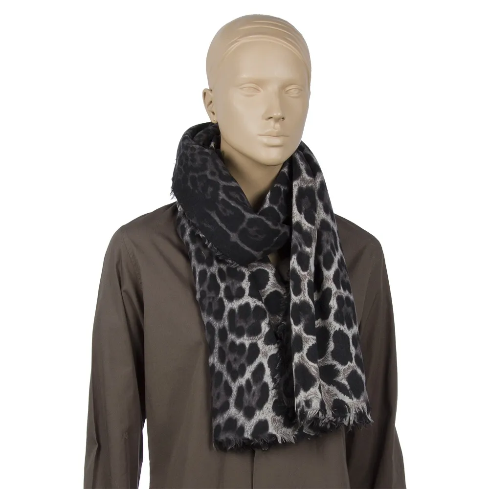 YSL Pañuelo Cachemir Leopardo Gris